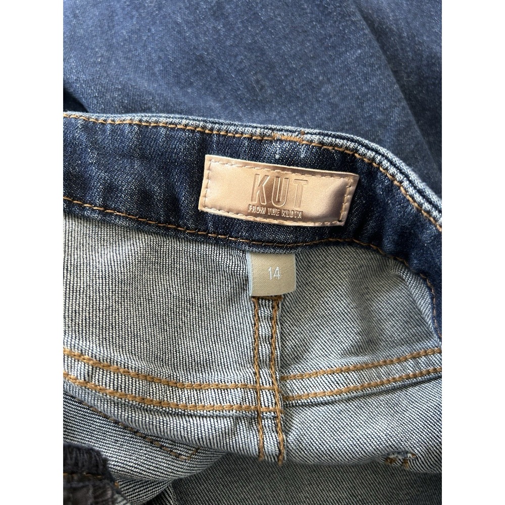 Kut from the Kloth Meg HighRise Wide Leg Jeans 14 Dark Wash Raw Hem Boho Classic - Picture 5 of 6